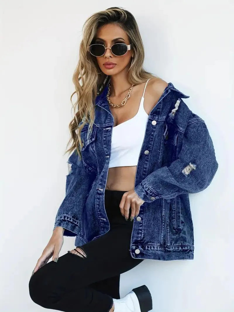 Große Damen Jeansjacke Oversized Trendy