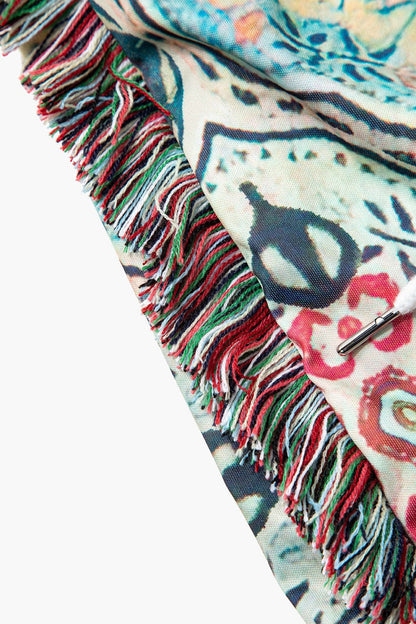 Boho-Zweiteiler-Set mit Fransen und Blumenprint