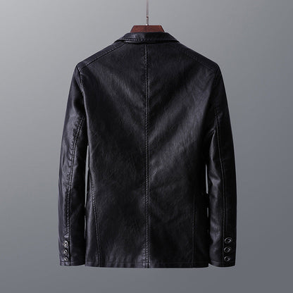Herren Lederjacke Elegante Ledermantel Mit Reißverschluss