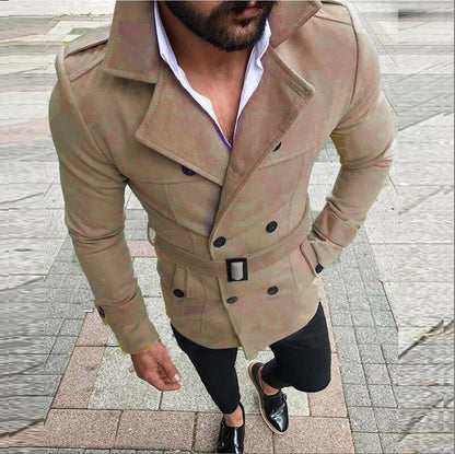 Herren Mantel Elegant Tailliert Designer Qualitätsleder