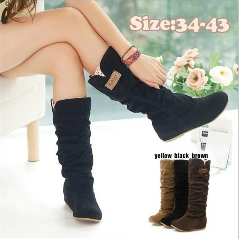 Damen Stiefel Wedge Bequem Rüschen Schnürsenkel