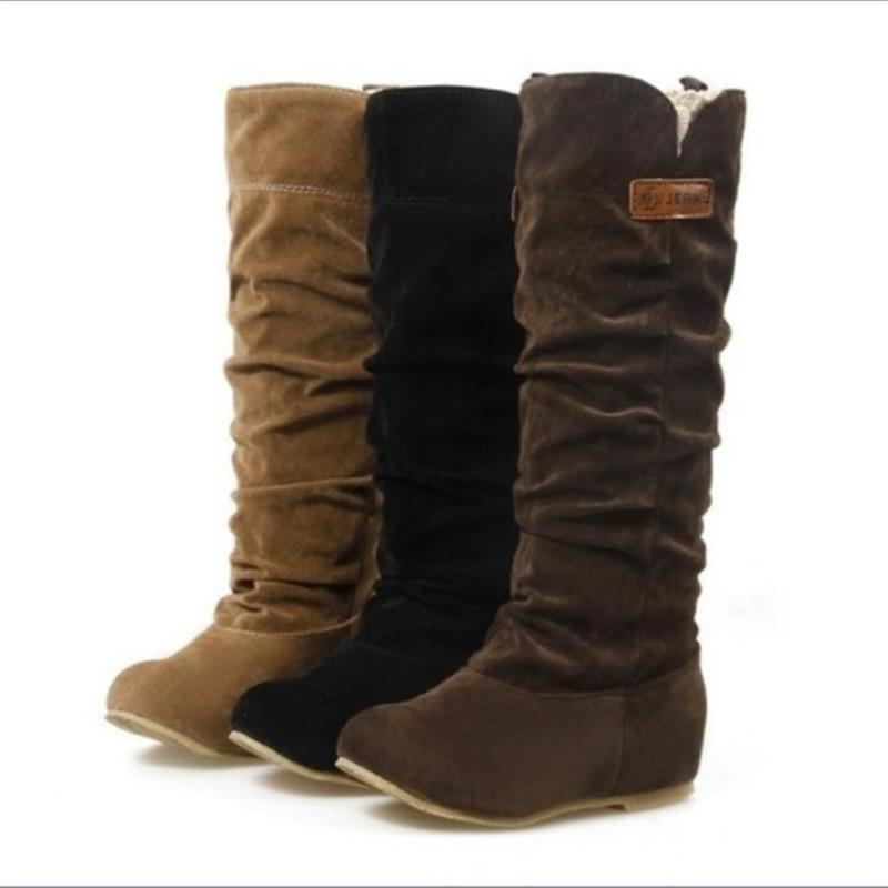 Damen Stiefel Wedge Bequem Rüschen Schnürsenkel