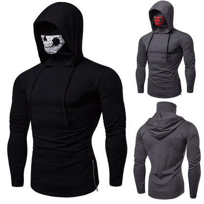 Herren Kapuzenpullover Totenkopf Design Schwarz Modern - BerlinGlamour