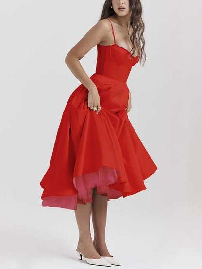 Damenkleid Julie: Lang, ärmellos, V-Ausschnitt