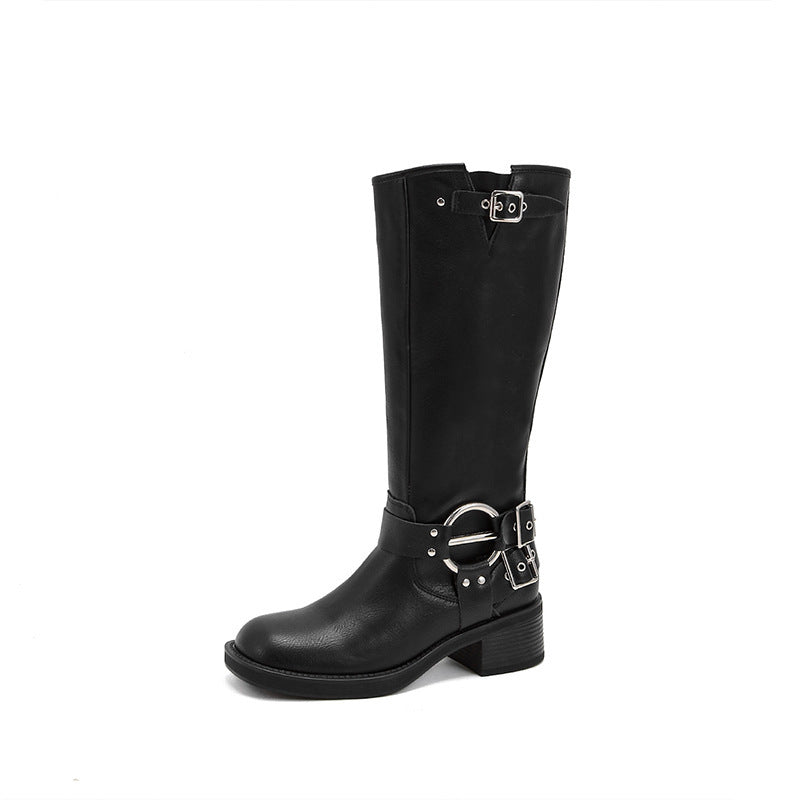 Schwarze Combat-Stiefel Damen Robust Lederstiefel