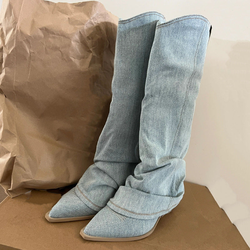 Damen Stiefel Winterfest Denim Boots Schnee