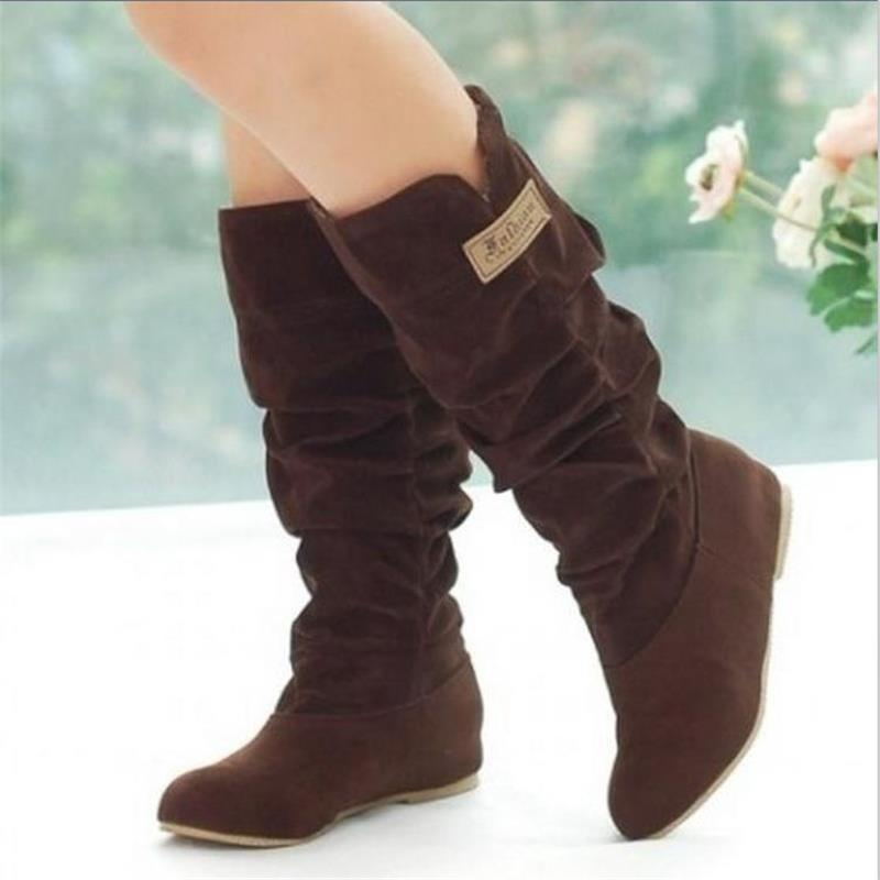 Damen Stiefel Wedge Bequem Rüschen Schnürsenkel