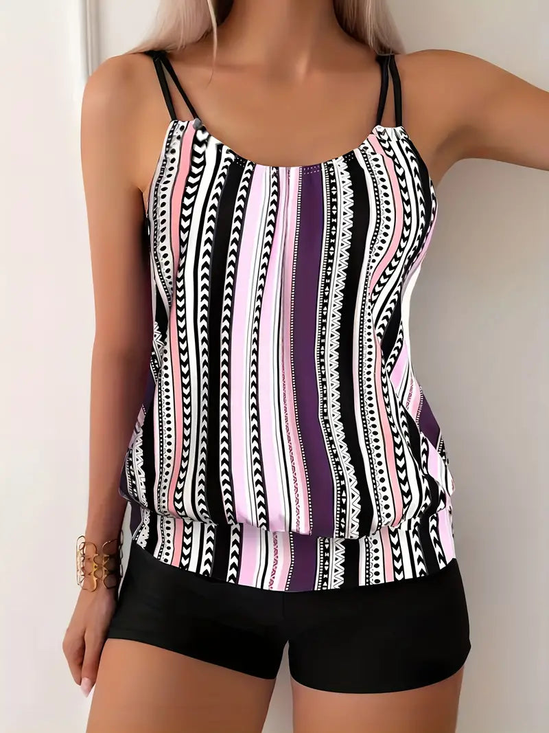 Badeanzug Tankini Gestreift Damen