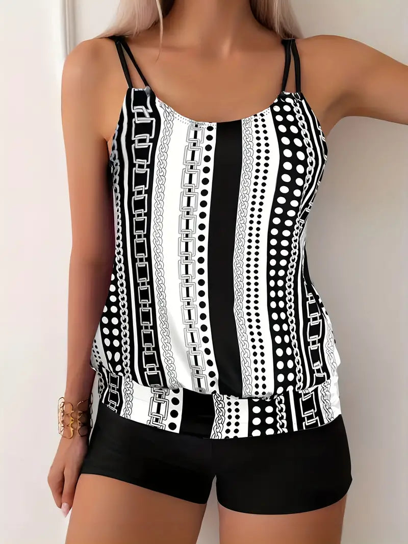 Badeanzug Tankini Gestreift Damen