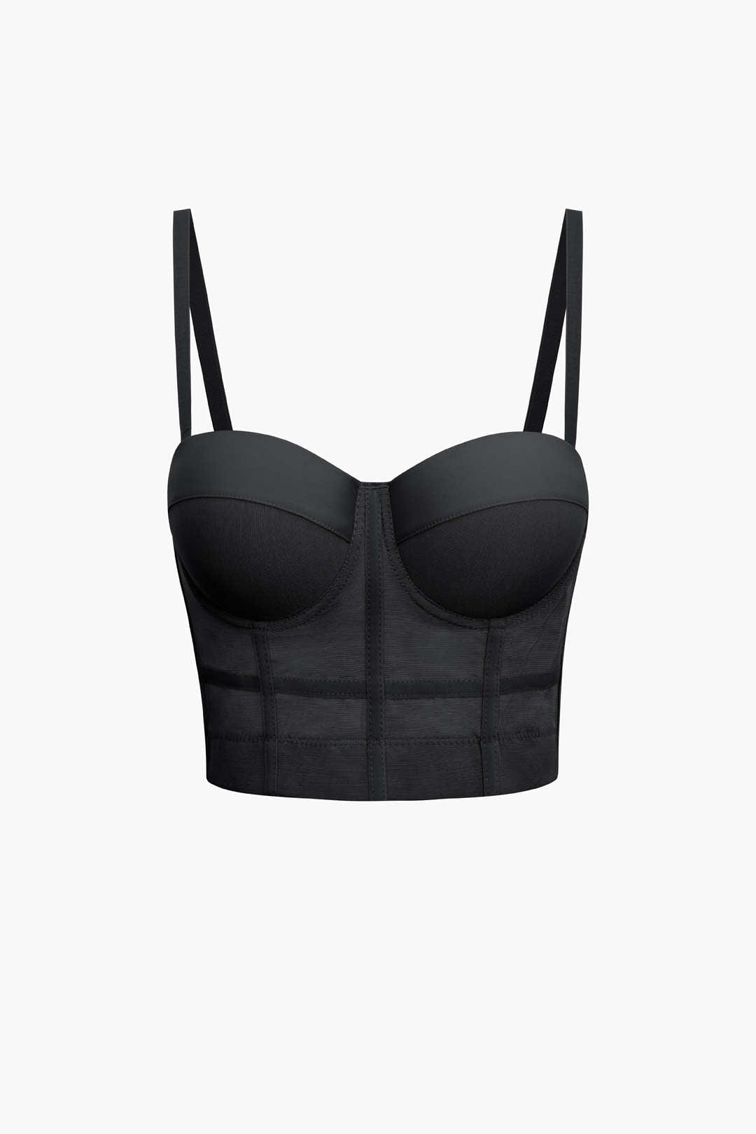 Bustier-Top Figurbetont Mit Bügel-Cups und Mesh-Struktur
