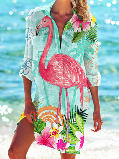 Strandkleid, Strickjacke, Badeanzug, Damenmode, BerlinGlamour Print-Hemd für den Urlaub
