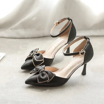Damen Pumps mit Schleife und Spitzenabsatz Elegant Hochhackig