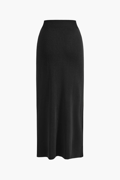 Strick-Set Damen Blazer Rock Kombination