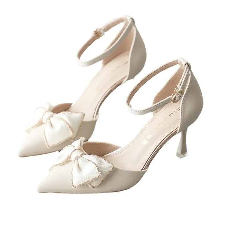 Damen Pumps mit Schleife und Spitzenabsatz Elegant Hochhackig