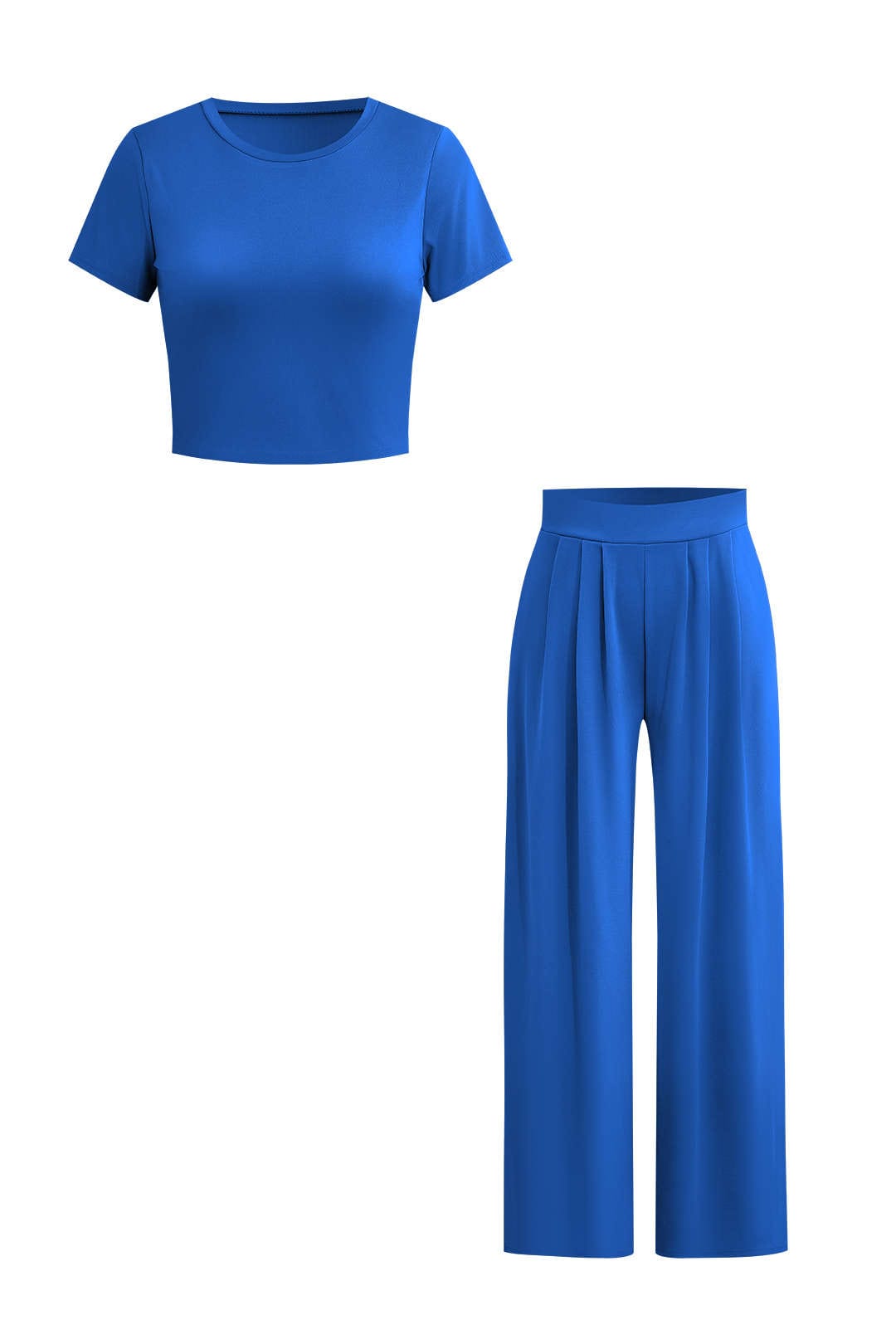 Elegantes Frauen Zweiteiler Set Crop Top Palazzo Hose