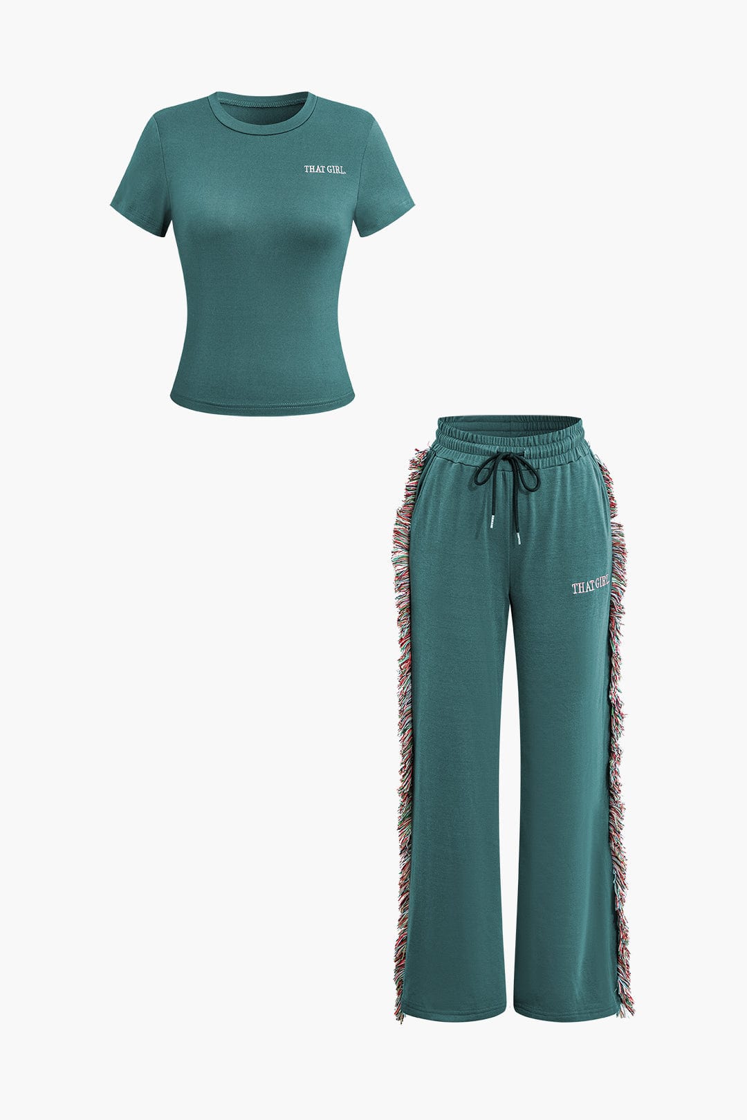 Jade Freizeit-Outfit mit Fransen-Design