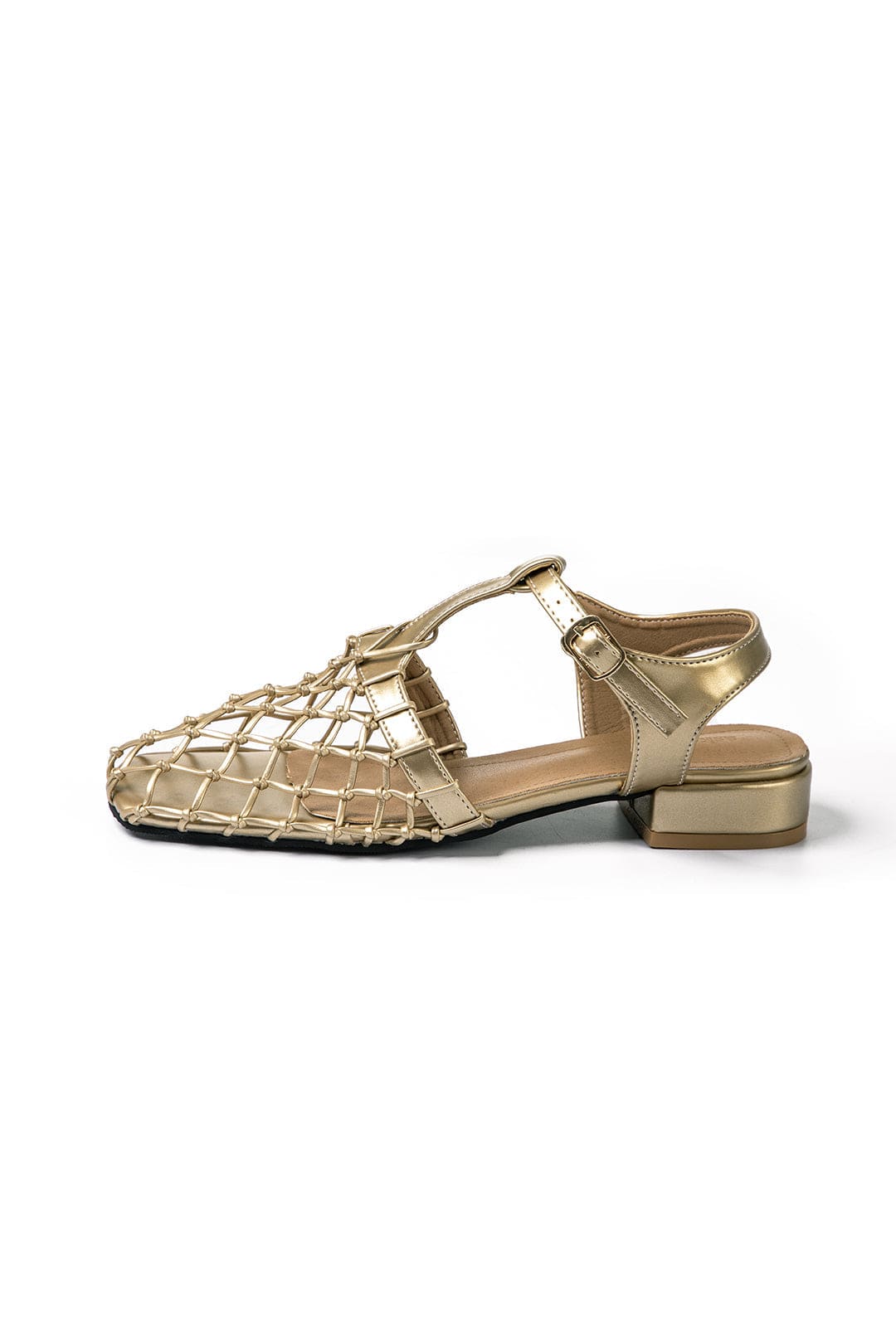 Goldene Sandalen Damen Netzdesign Elegant