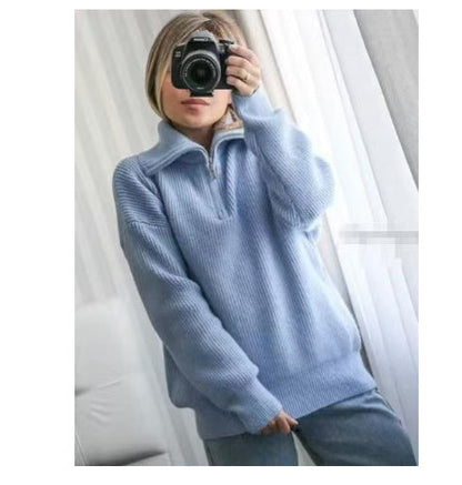Wollpullover Damen Offener Kragen Glamour Style