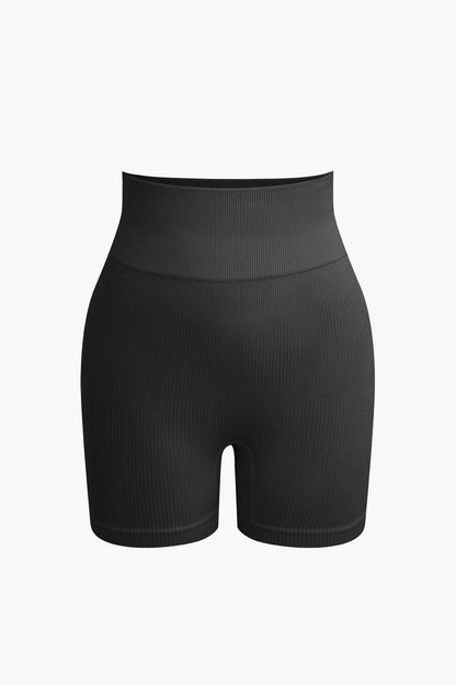 Sport-Set Damen Nahtlos Crop-Top Yoga-Shorts