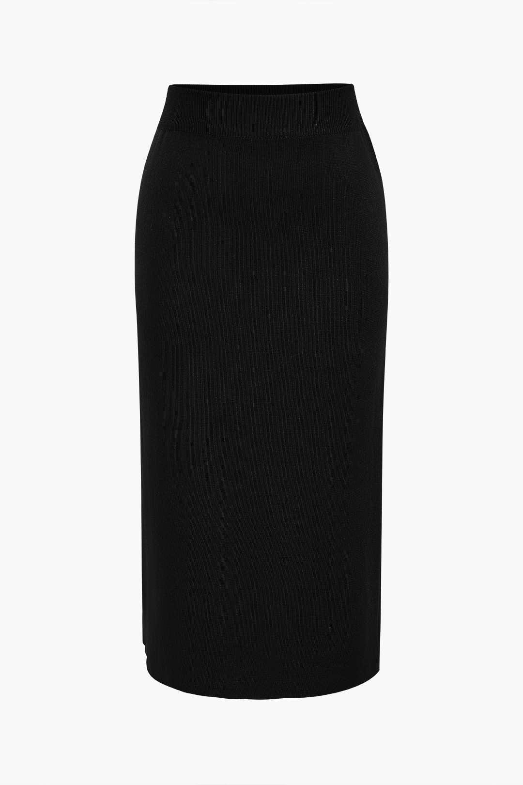 Elegantes Strick-Set Damen Peplum-Top und Bleistiftrock