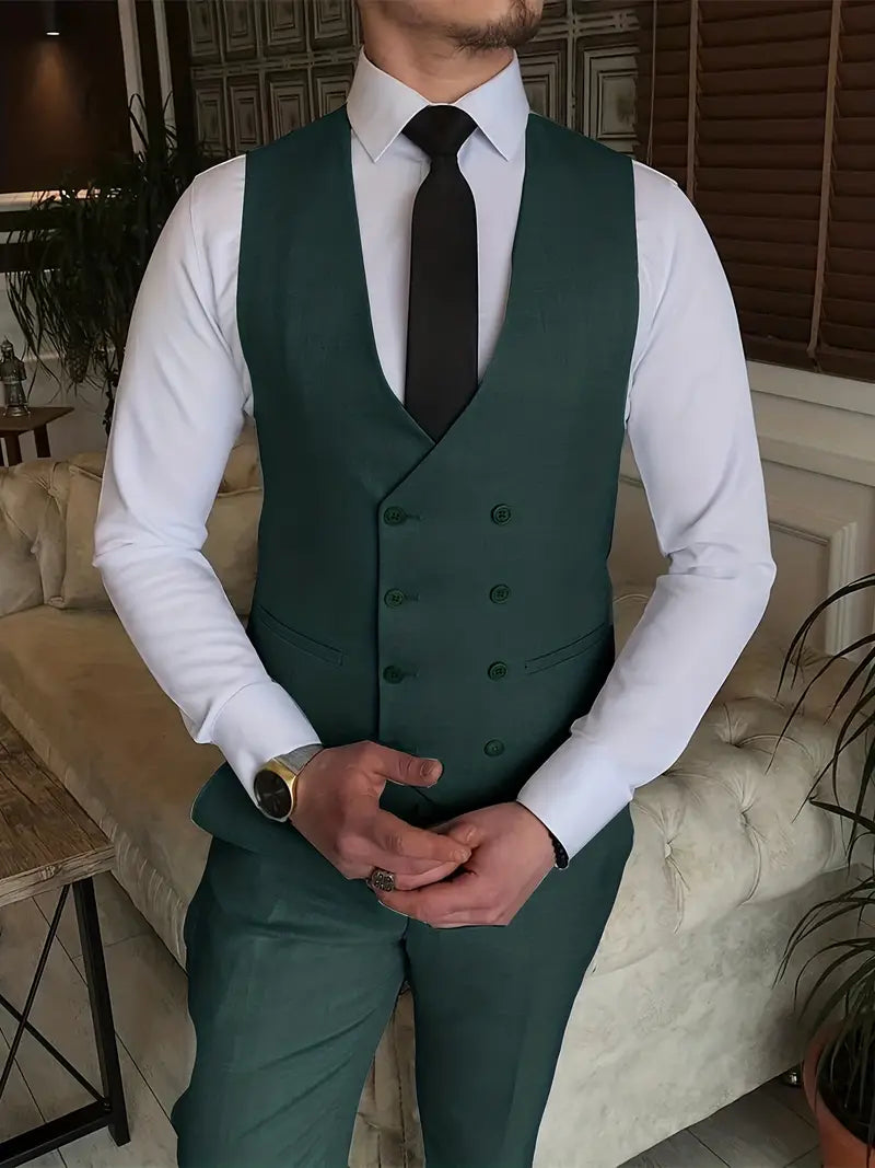 Herren Anzug Set 3-teilig Business Blazer Hose Weste