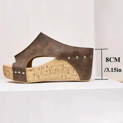 Orthopädische Sandalen Damen Stilvoll Keilabsatz