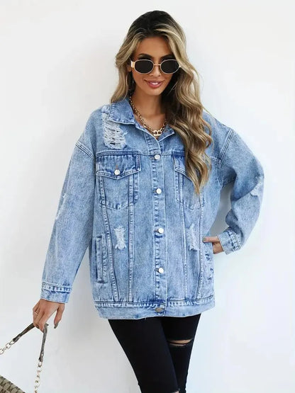 Große Damen Jeansjacke Oversized Trendy