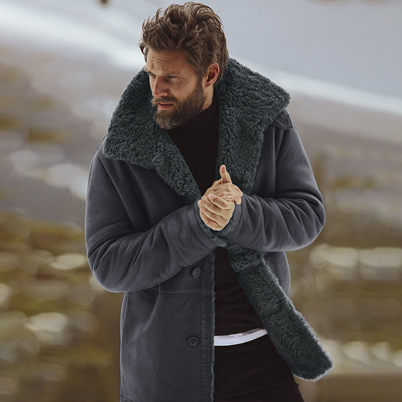 Herren Fleecejacke Weich Fellkragen Praktisch Warm
