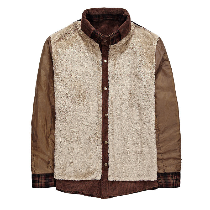 Herren Flanelljacke Sherpa Warm Karomuster Modern
