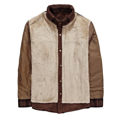 Herren Flanelljacke Sherpa Warm Karomuster Modern
