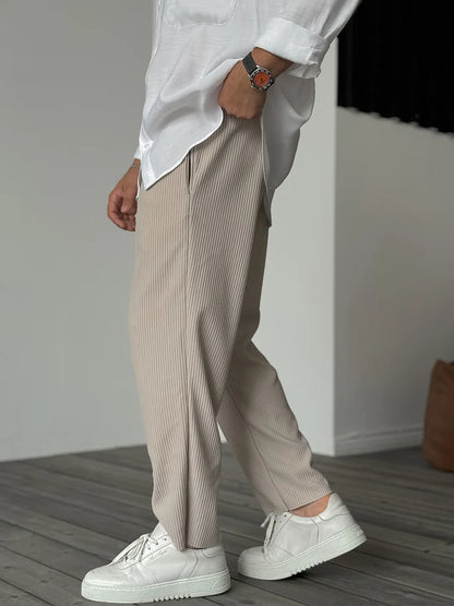 Herrenhose Moderne Rippstruktur Stretch
