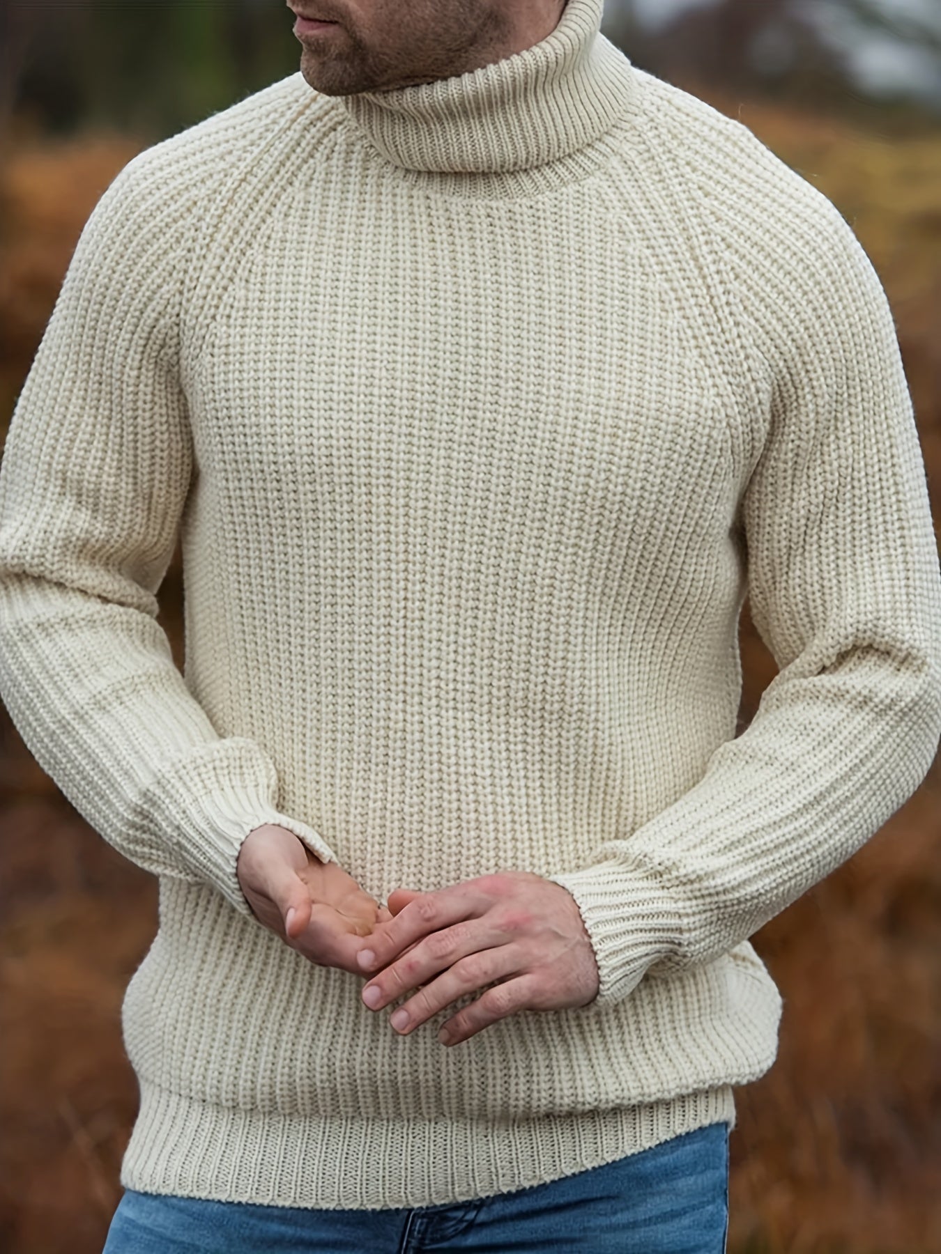 Herren Strickpullover Warm Rollkragen Winter
