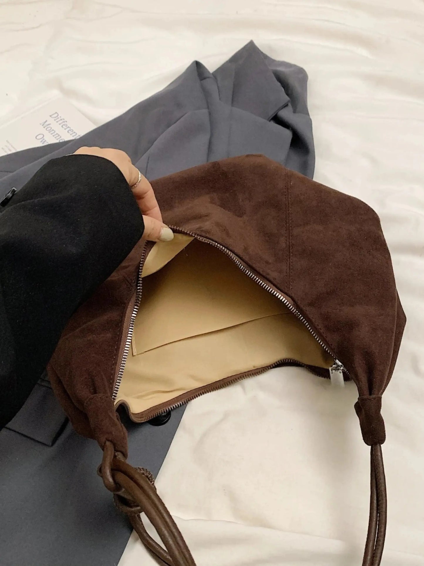 Boho Tasche Leder Hobo Bag Frauen Rucksack Schlicht