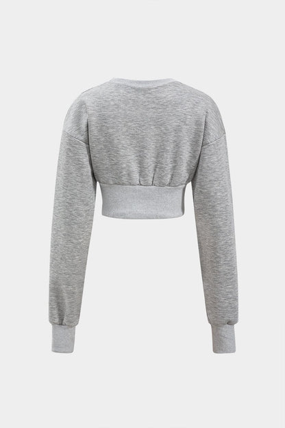 Stylisches Damen Sweatset Cropped Pullover Skater Rock