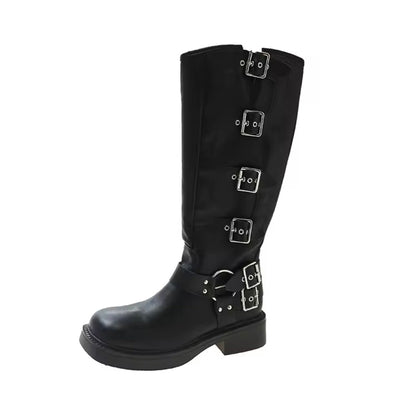 Stiefel Damen Schnalle Absatz Hochhackig