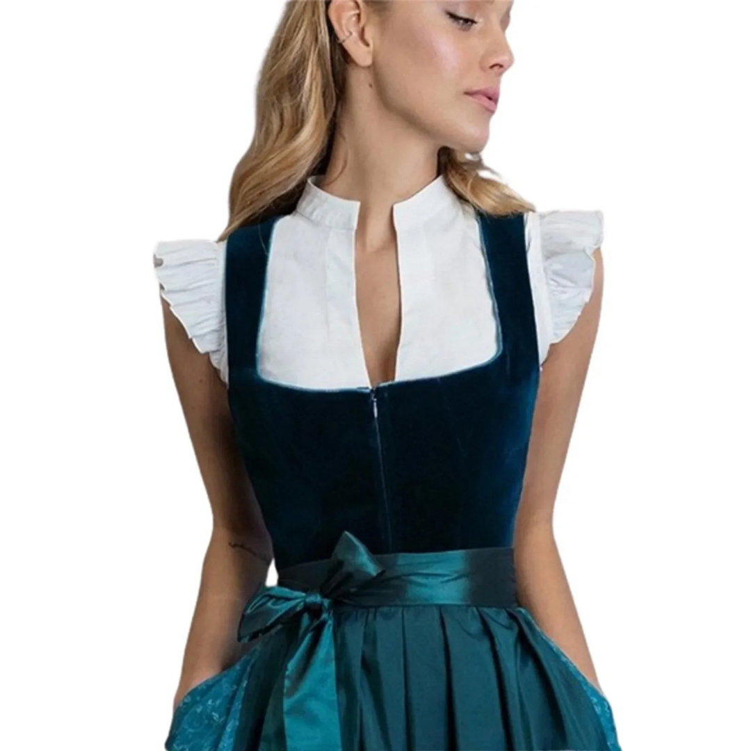 Dirndlbluse Frauen Kurzärmelig Traditionell Blumenmuster - BerlinGlamour