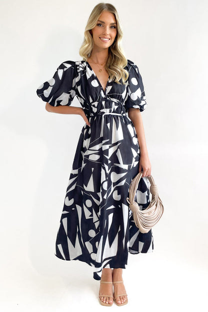 Langärmeliges Maxi-Kleid mit Liebe-Print
