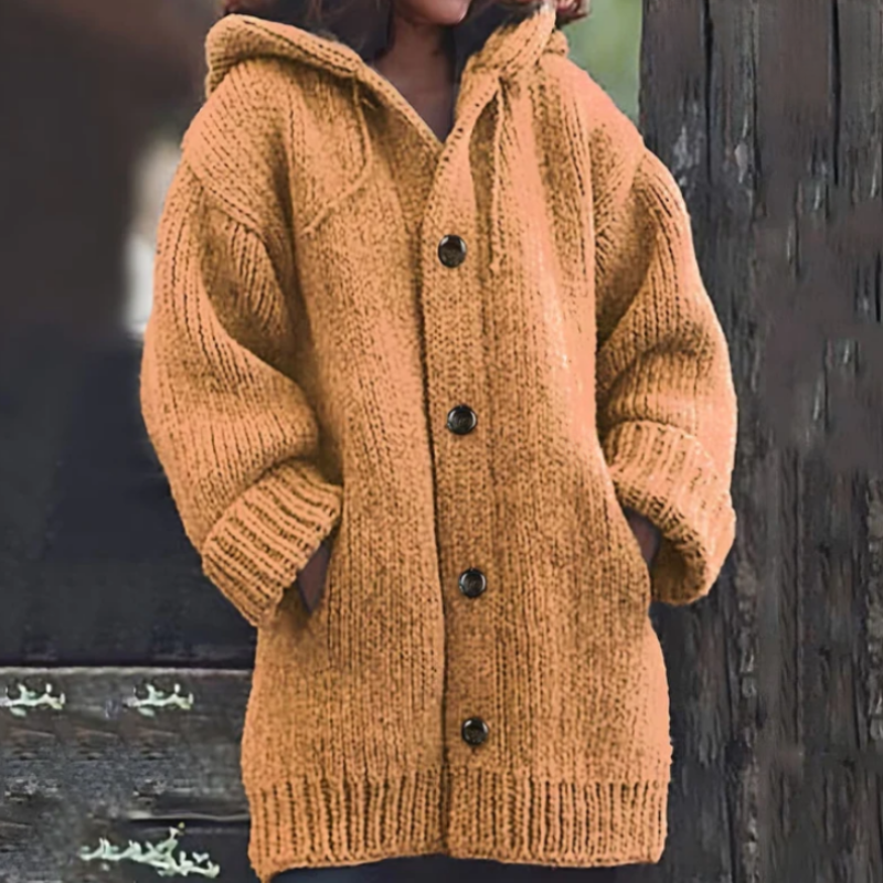 Große Strickjacke Oversized mit Kapuze Warm