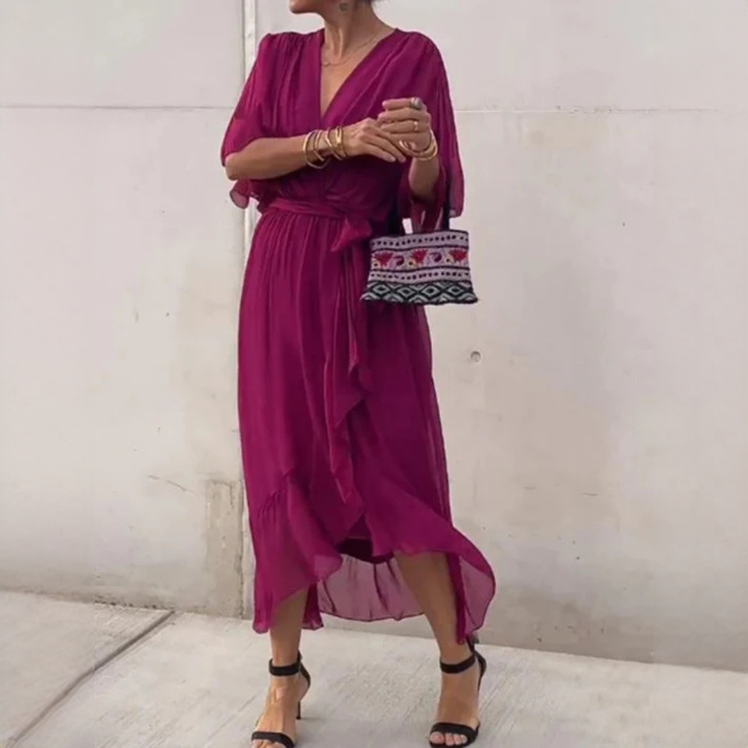 Elegantes V-Ausschnitt Kleid Damen Stilvoll