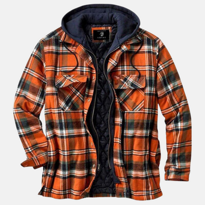 Herren Jacke Kariert Warm Lässig Knöpfbar