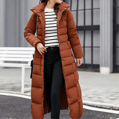 Damen Pufferjacke Elegante Umlegekragen Knopf