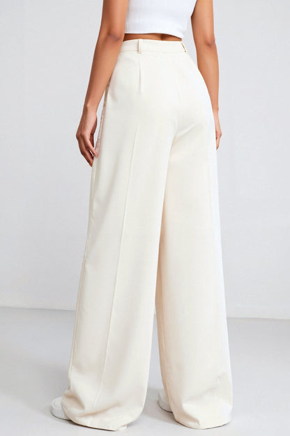 Elegante Damen Hose Weit Bequem mit Bundfalten