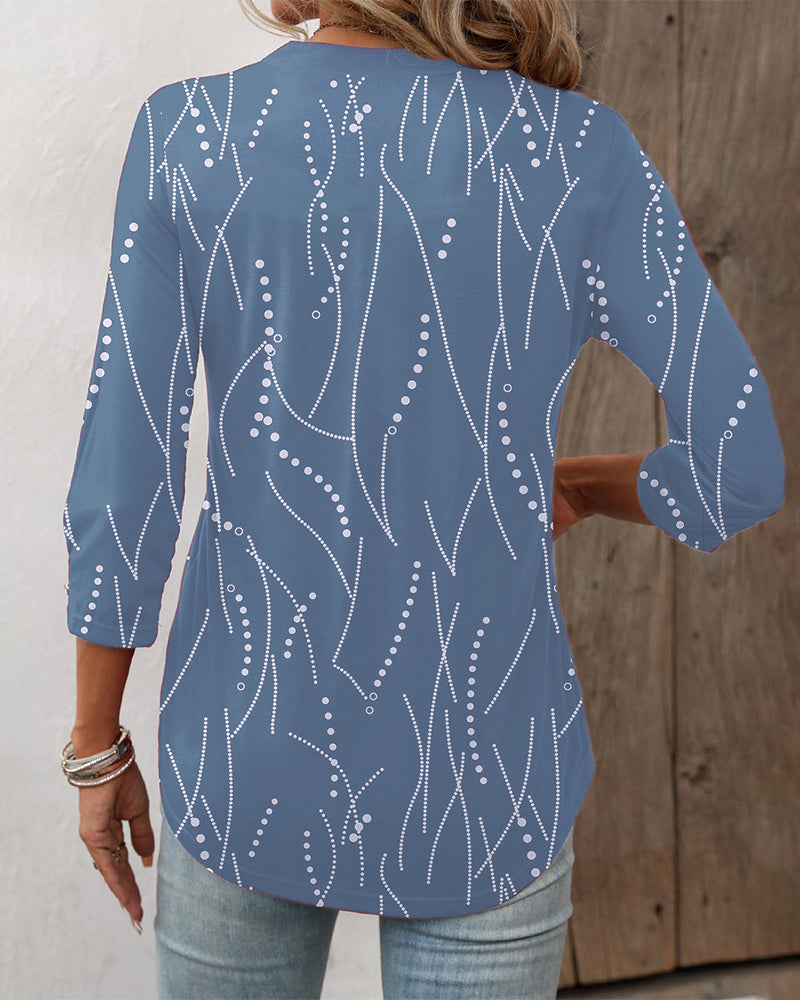 Frauen Top V-Ausschnitt Knopfdruck Modern