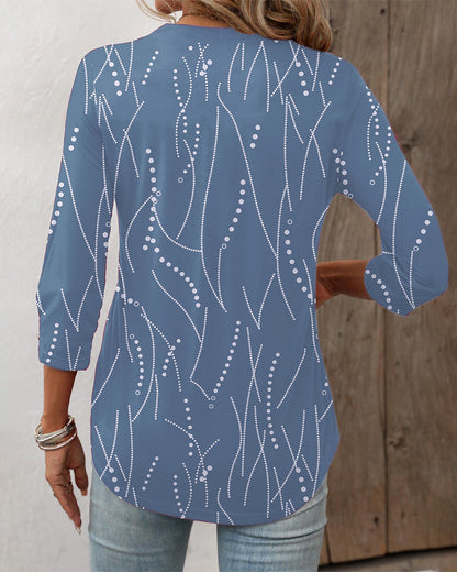 Frauen Top V-Ausschnitt Knopfdruck Modern
