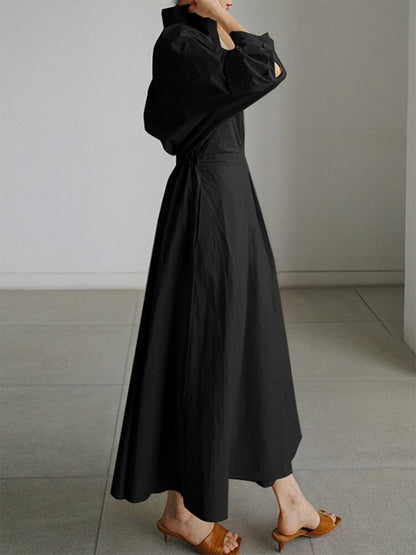 Damen Maxi Kleid Tailliertes Langhemd Elegант