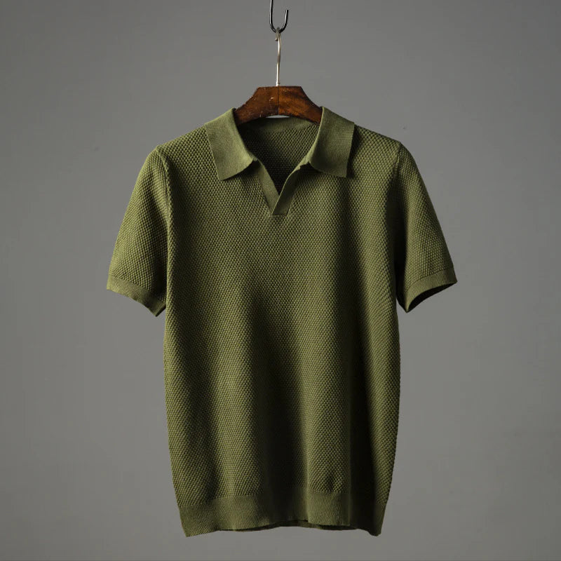 Herren Polohemd Lässig V-Ausschnitt Modern