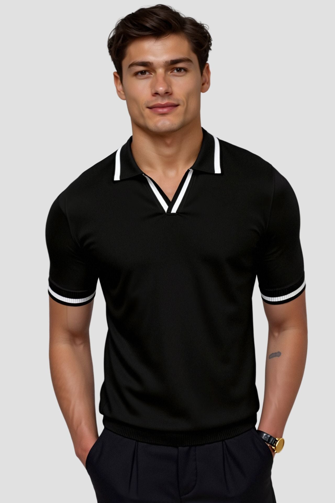 Herren Poloshirt Elegantes Design Kontrastfarben Modern