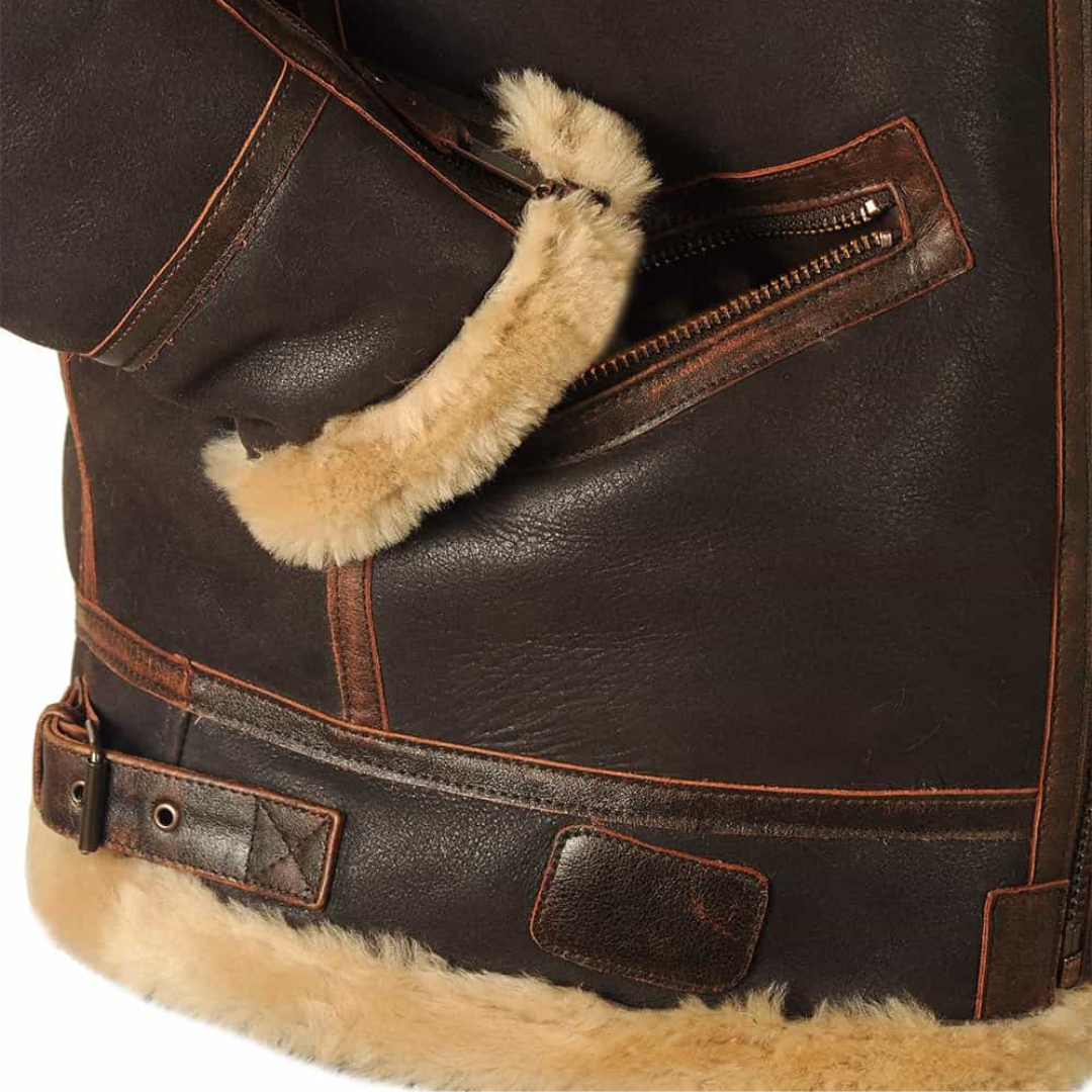 Leder Pilotenjacke Stilvoll Schwarz