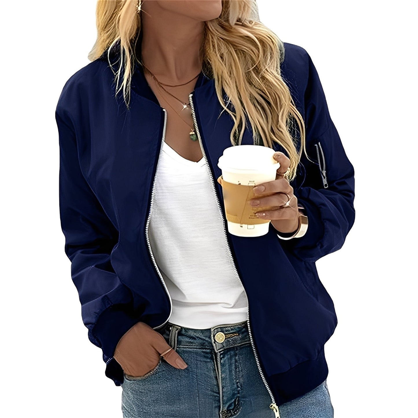 Lässige Frauen Bomberjacke Retro Style Damenjacke
