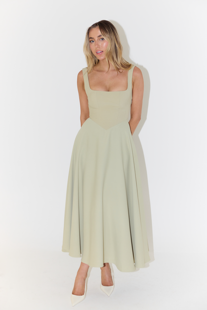 Elegantes Maxikleid A-Linie Schwarz Weiß Mintgrün Lang